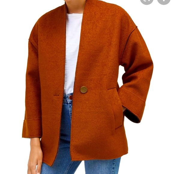NWOT Warehouse Modern Bonded Rust Coat - Picture 1 of 11